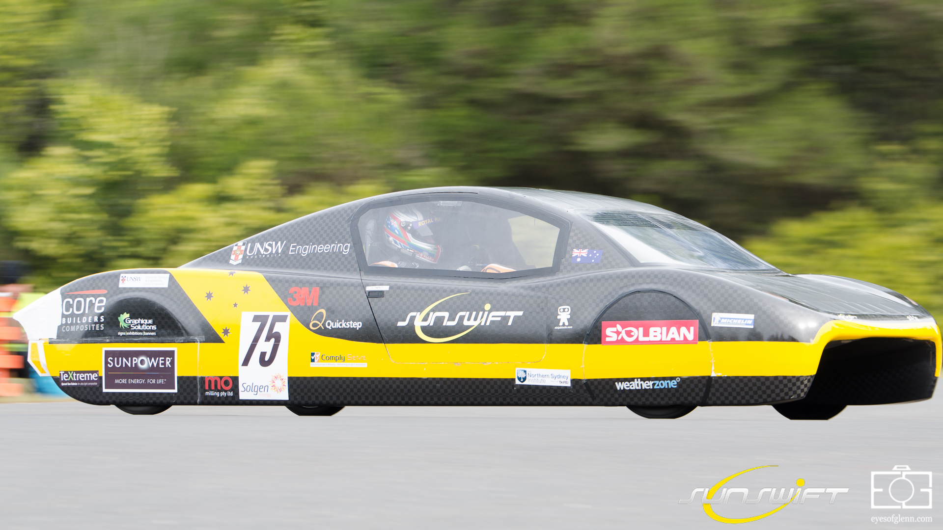 Sunswift Breaking the World Land Speed Record for an Electric Vehicle in 500km at a speed of 107km/h